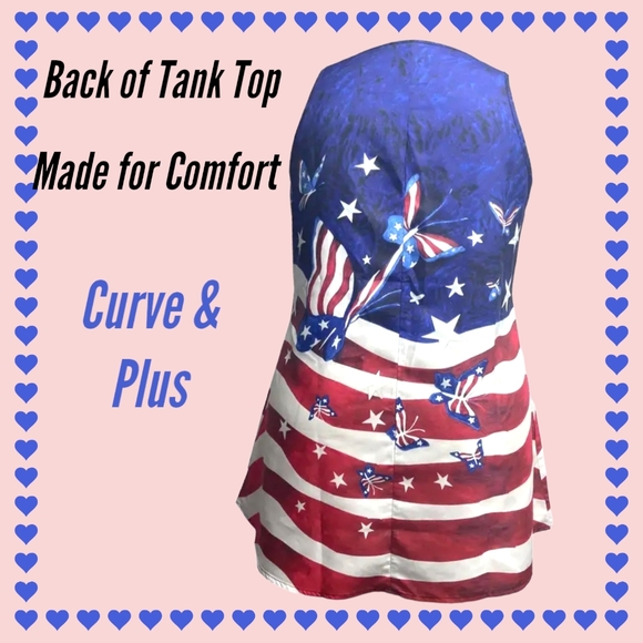 NEW!! Women's Trendy Plus Size Butterfly Patriotic Tank Top!! Open to Offers!🦋✨ - Picture 7 of 12